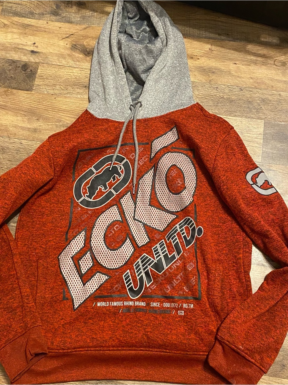 Ecko Unlimited Red Hoodie with Gray Hood